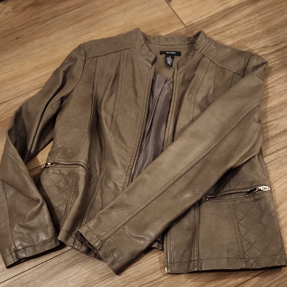 Alfani Taupe Leather Jacket
